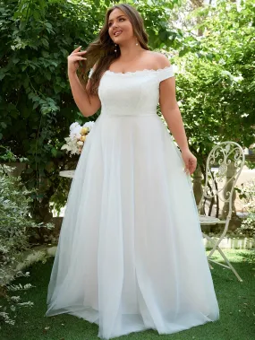 Plus Size Off-the-Shoulder Lace Bridal Gown