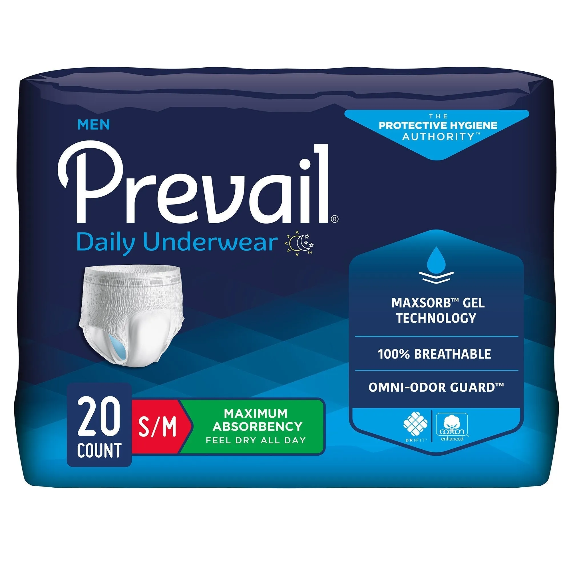Prevail® Men's Daily Maximum Absorbent Underwear, Small / Medium, 80 ct