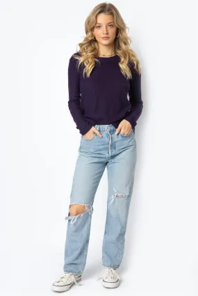 Purple Flannel Waffle Knit Long Sleeve Top /1-2-2