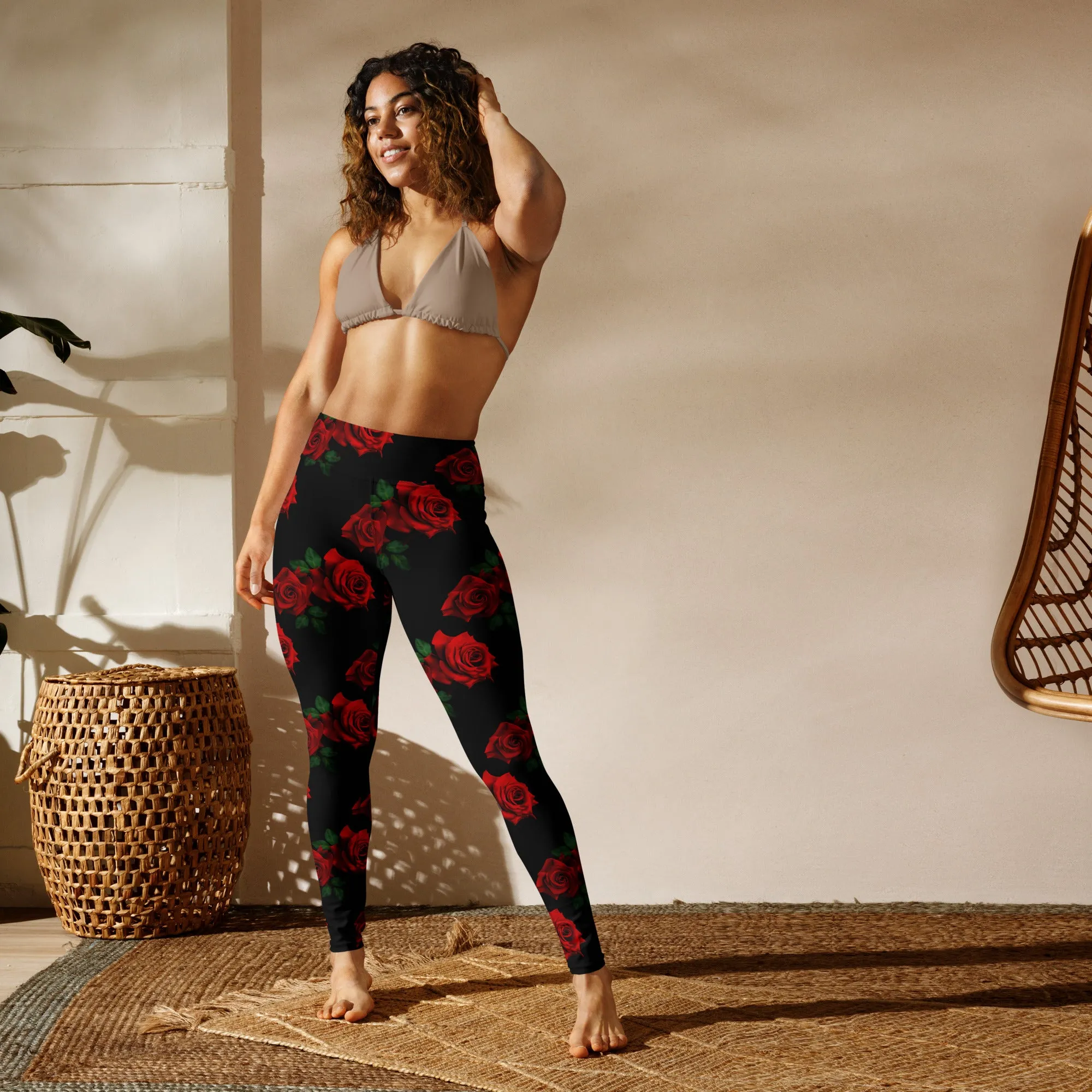 Red Roses Yoga Leggings