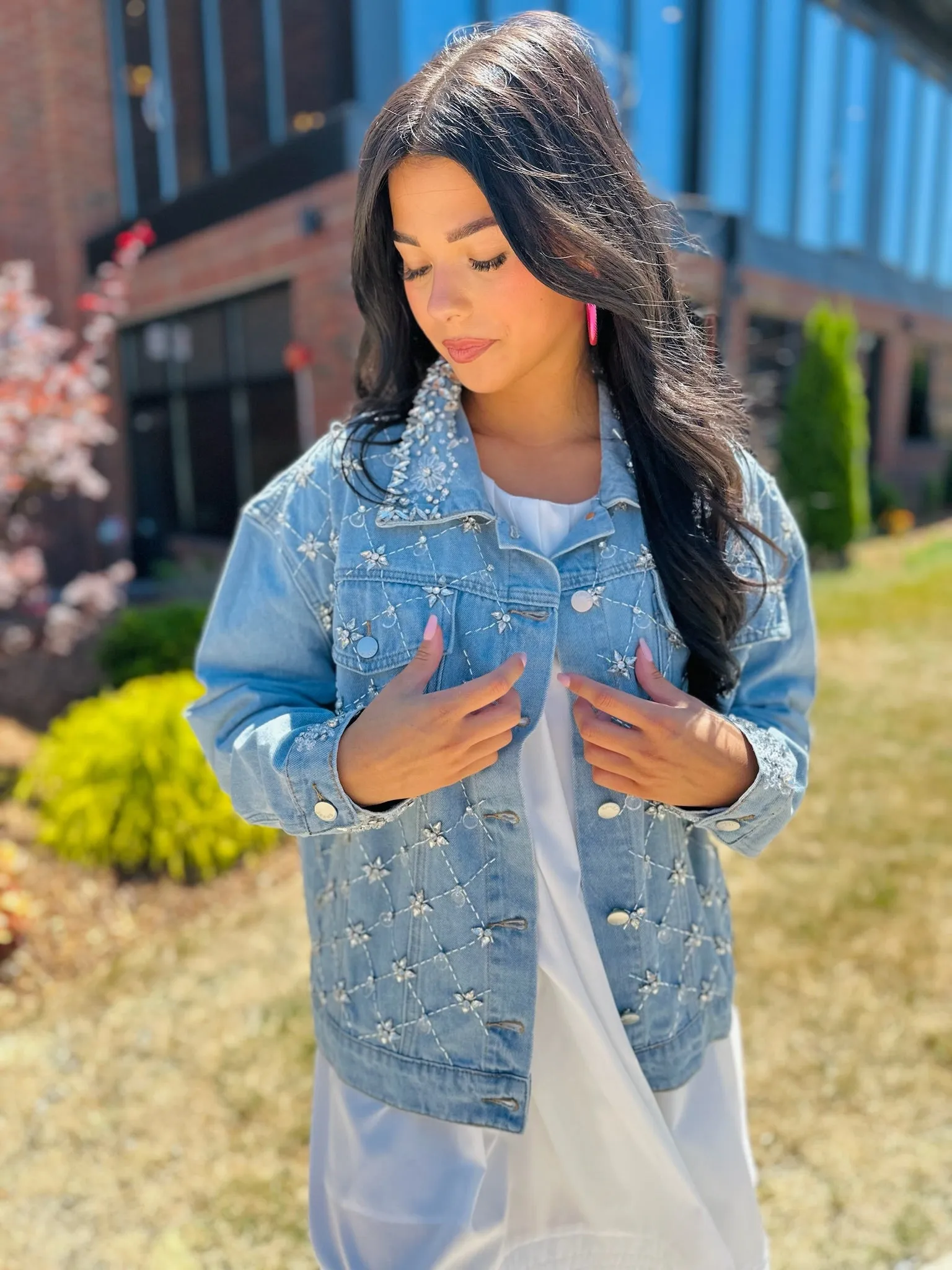 Rhinestone Embellished Denim Jacket