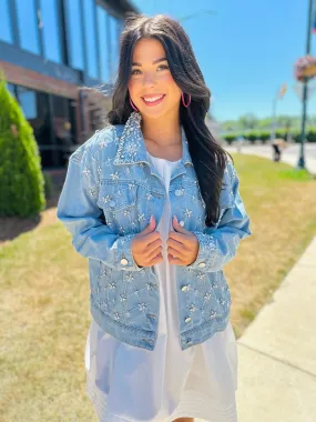 Rhinestone Embellished Denim Jacket