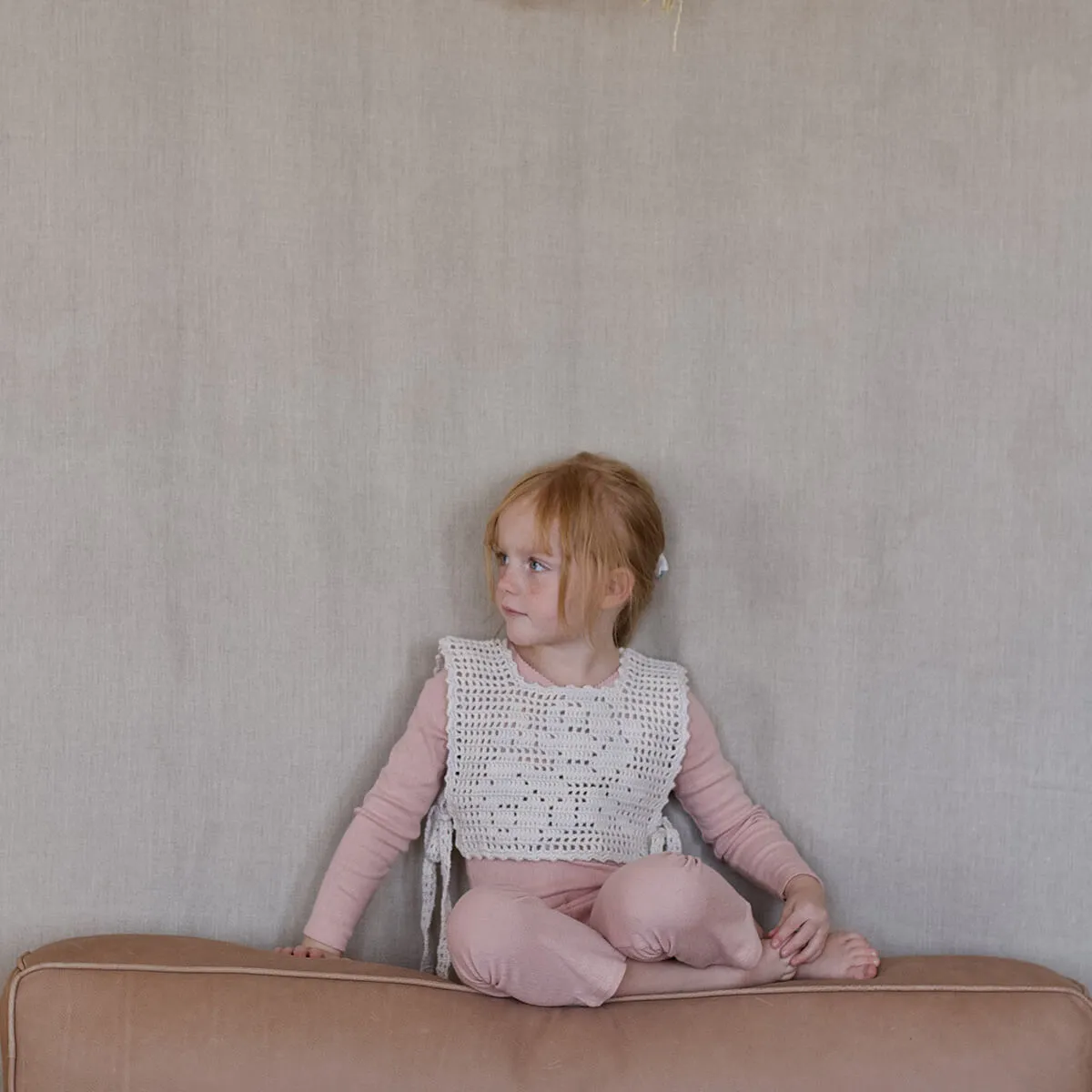 Rose Crochet Pinny Vest in Cream by Iver & Isla