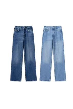 'Rose' High-Waist Straight-Leg Long Jeans
