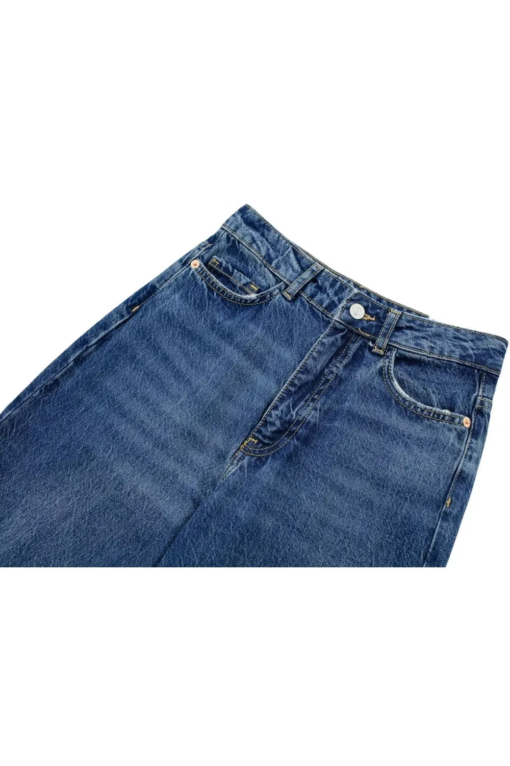'Rose' High-Waist Straight-Leg Long Jeans