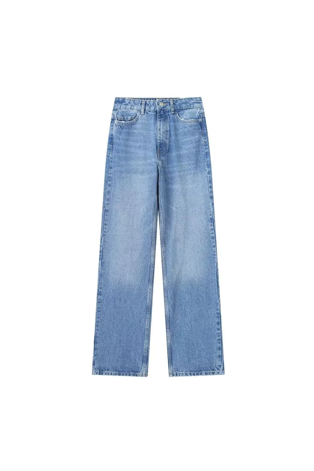 'Rose' High-Waist Straight-Leg Long Jeans