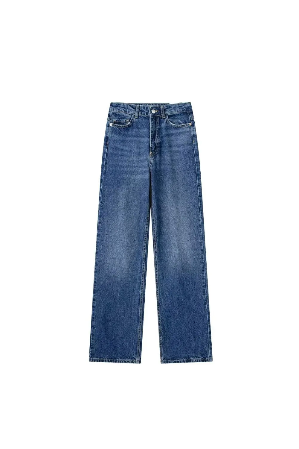 'Rose' High-Waist Straight-Leg Long Jeans