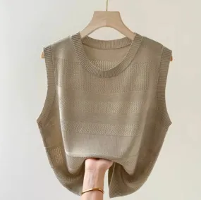 Semi-hollow knitted vest loose vest