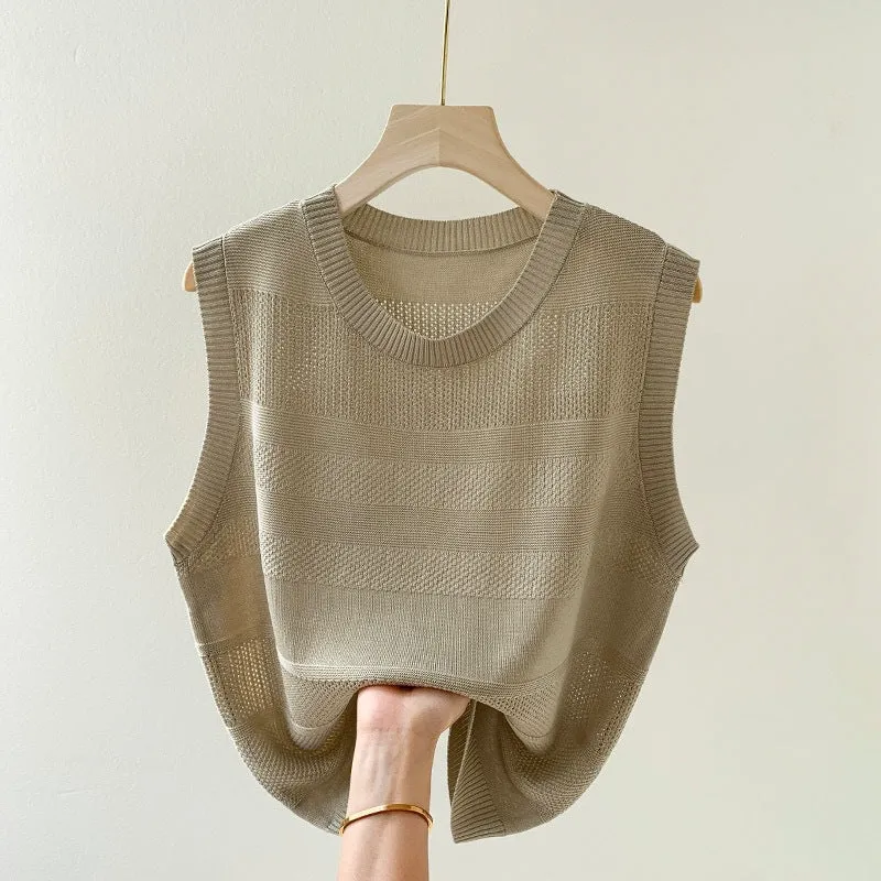 Semi-hollow knitted vest loose vest