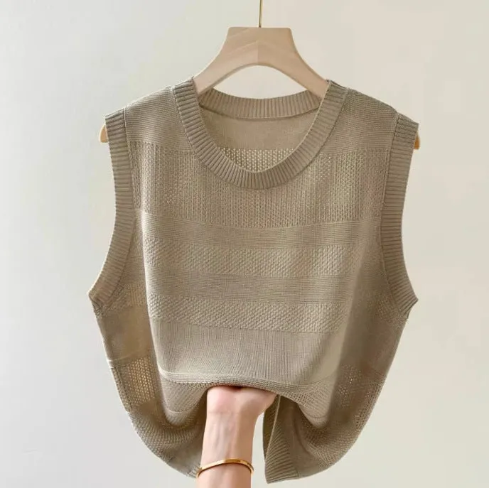 Semi-hollow knitted vest loose vest