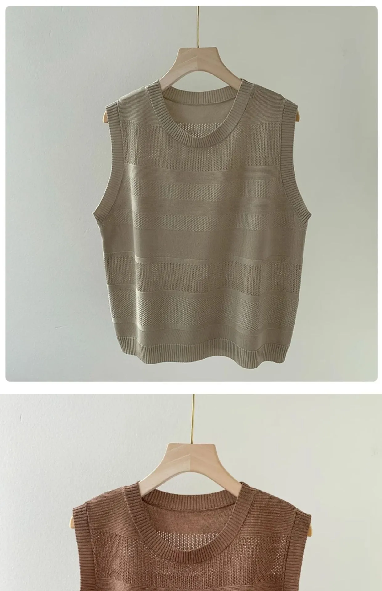 Semi-hollow knitted vest loose vest