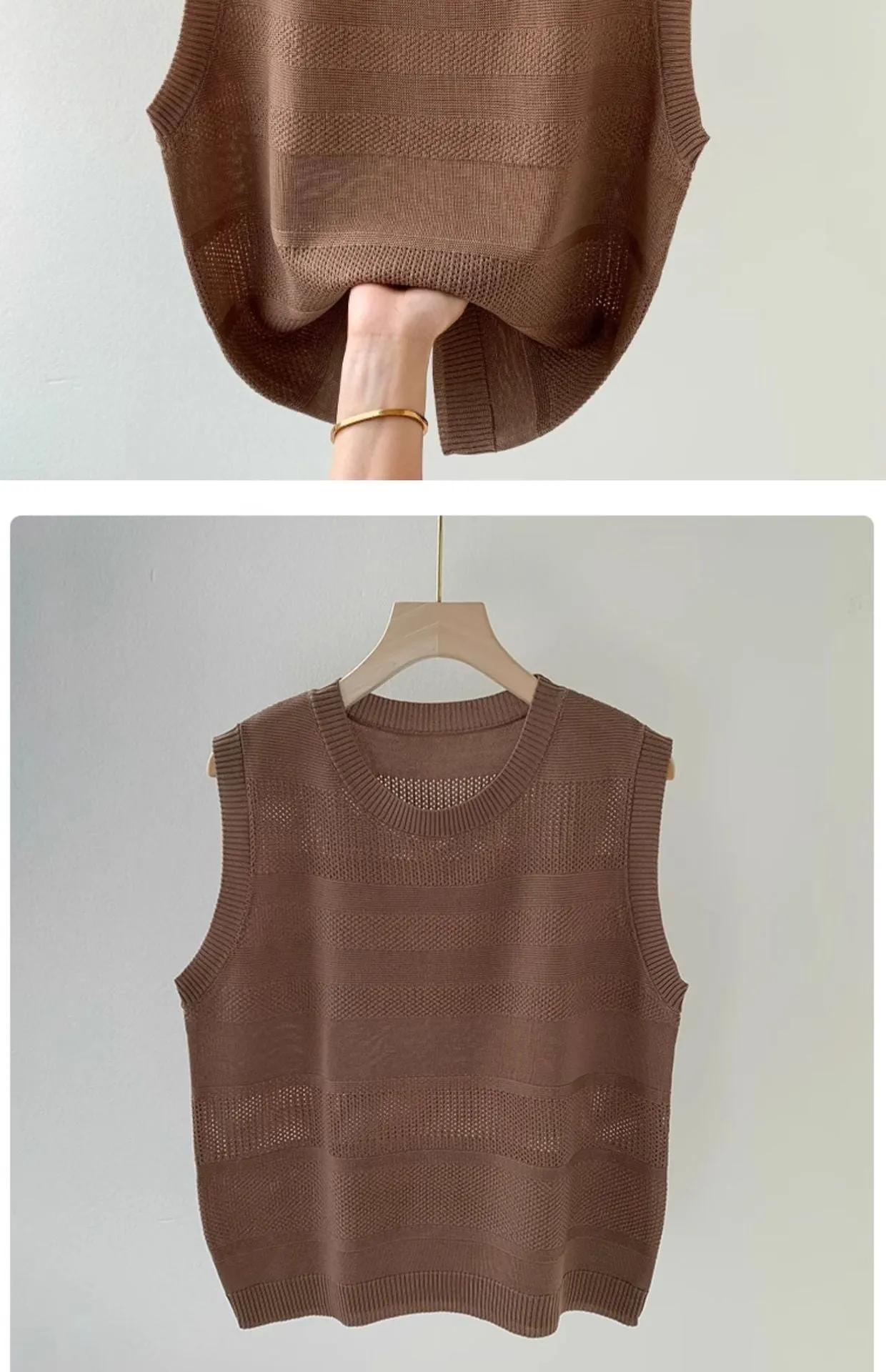 Semi-hollow knitted vest loose vest
