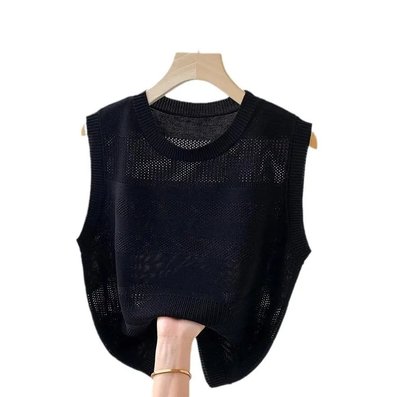 Semi-hollow knitted vest loose vest