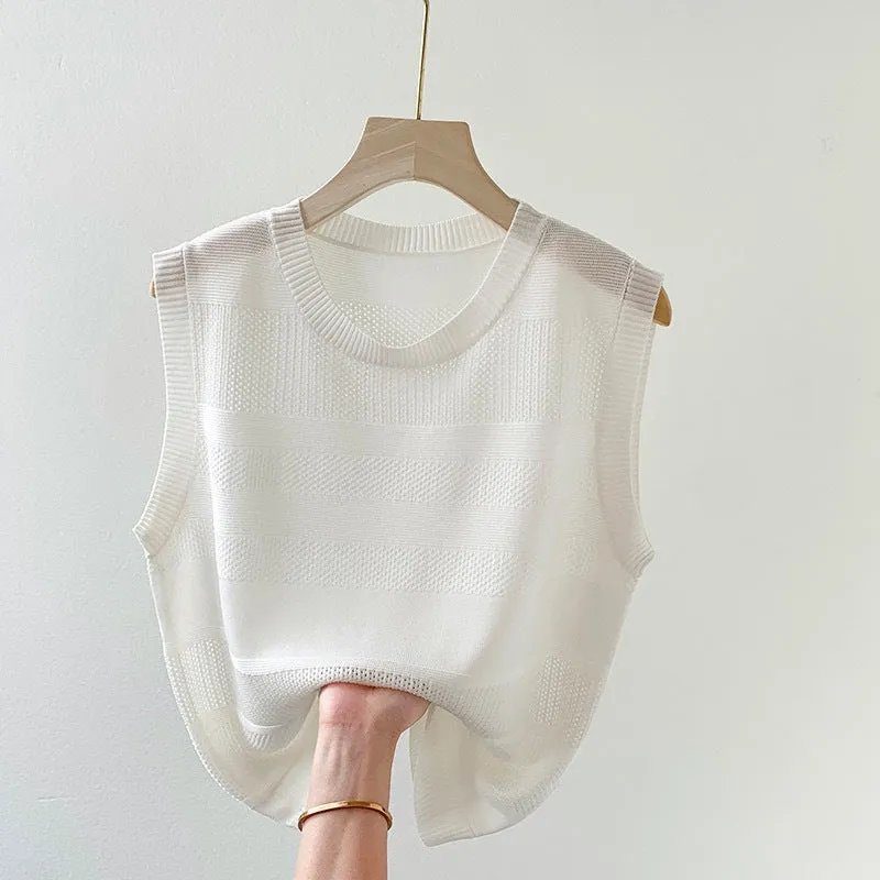 Semi-hollow knitted vest loose vest