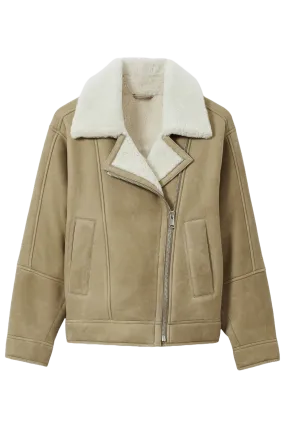 Shearling-lined Leather Aviator Jacket