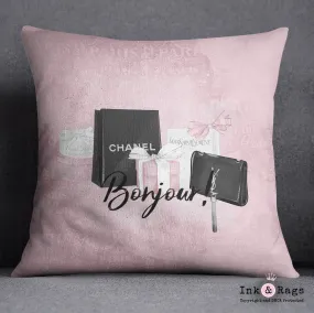 Shopping Spree Fashion Bonjour Throw Pillow