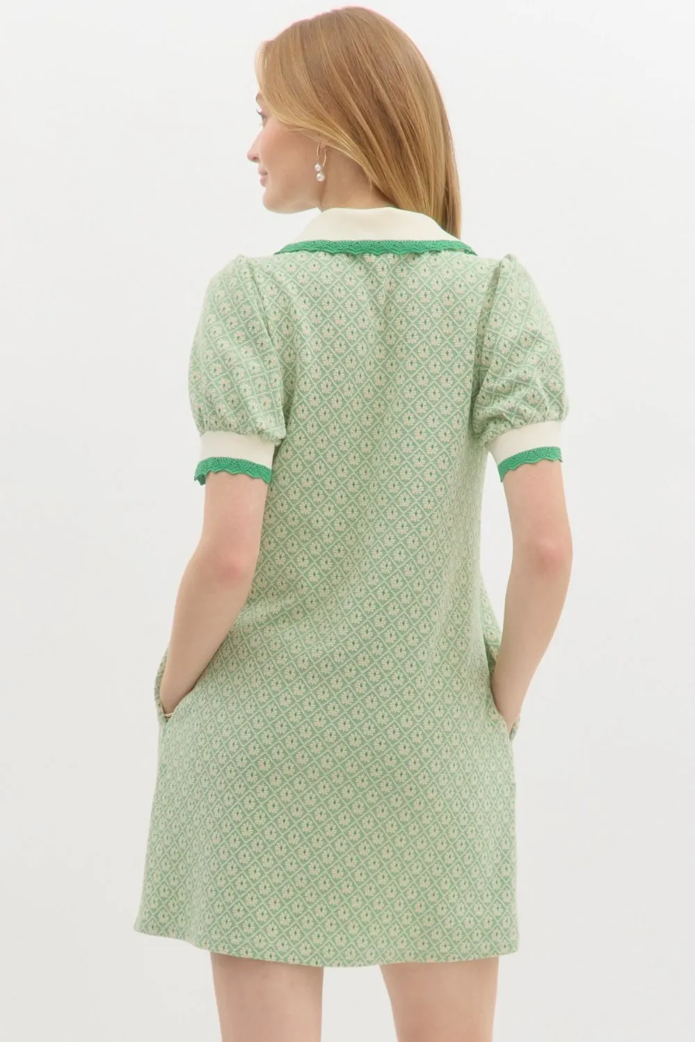 Short puff sleeve polo dress