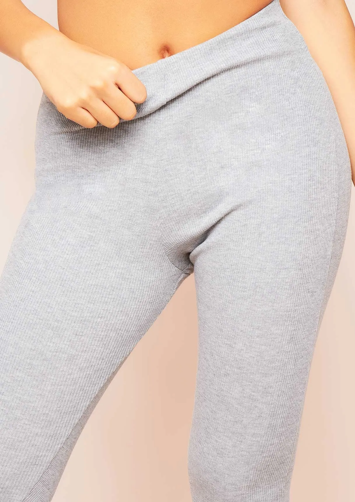 Siera Grey High Waist Thick Ribbed Leggings