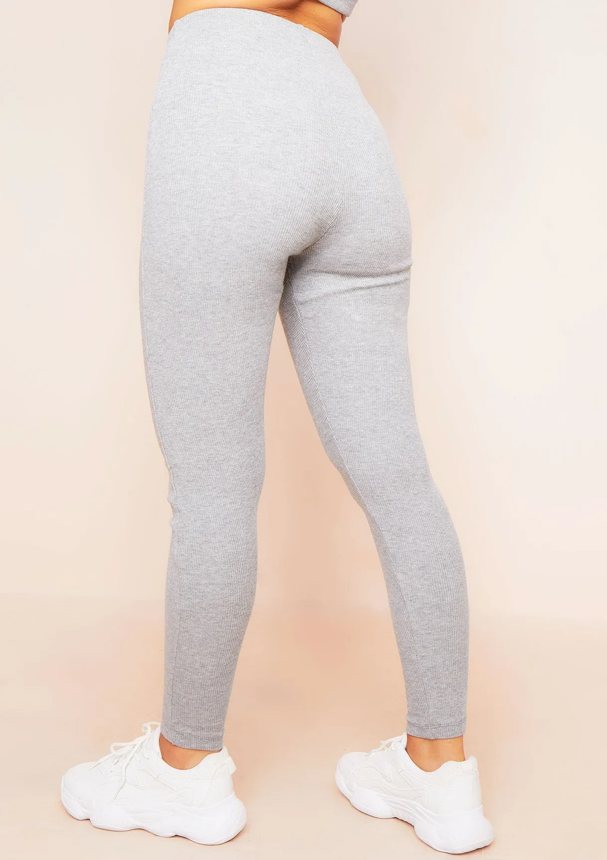 Siera Grey High Waist Thick Ribbed Leggings