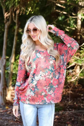 Simply Brilliant Teal Floral Knit Top - DOORBUSTER