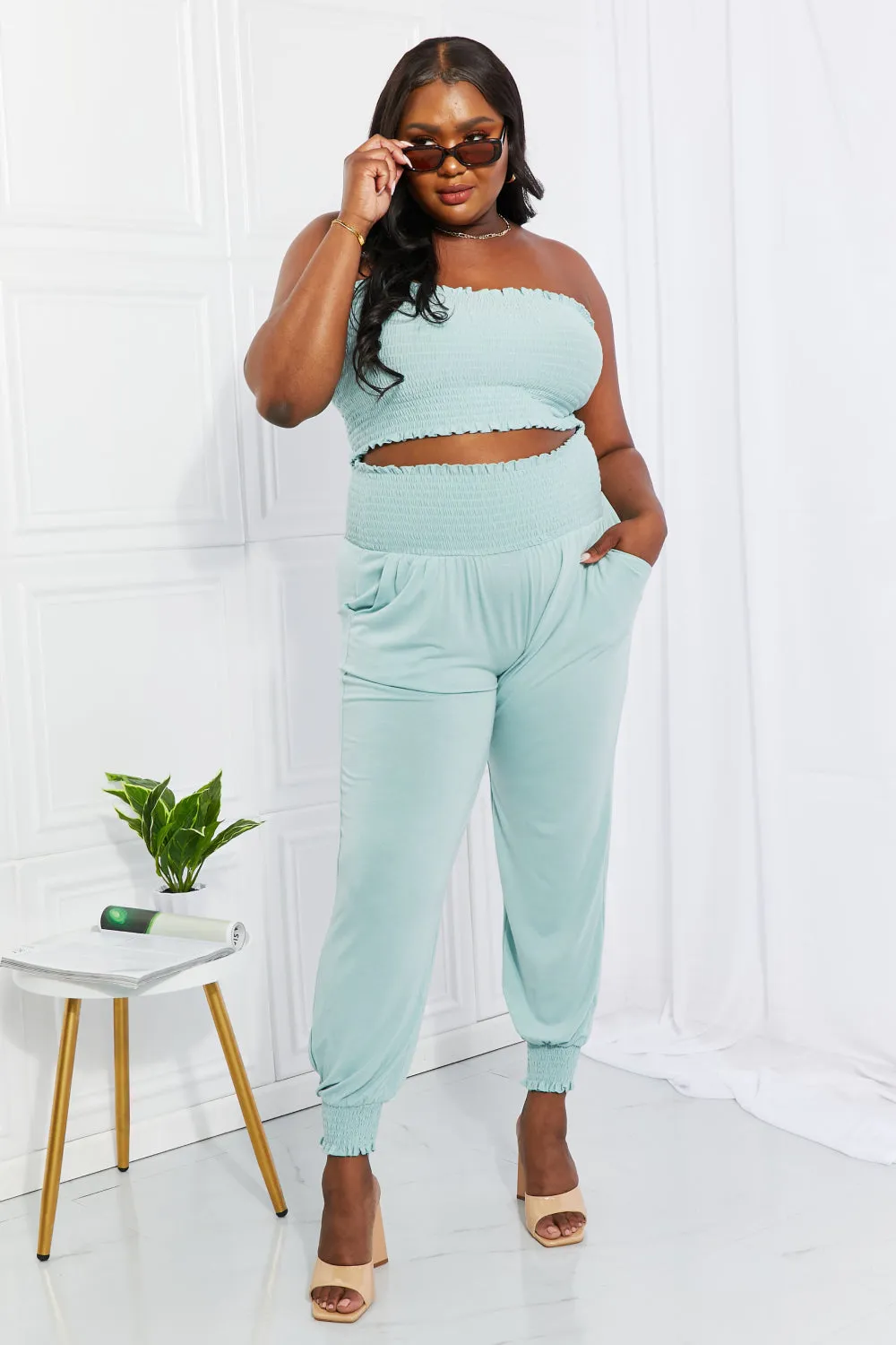 Smocked Tube Top & Joggers Set