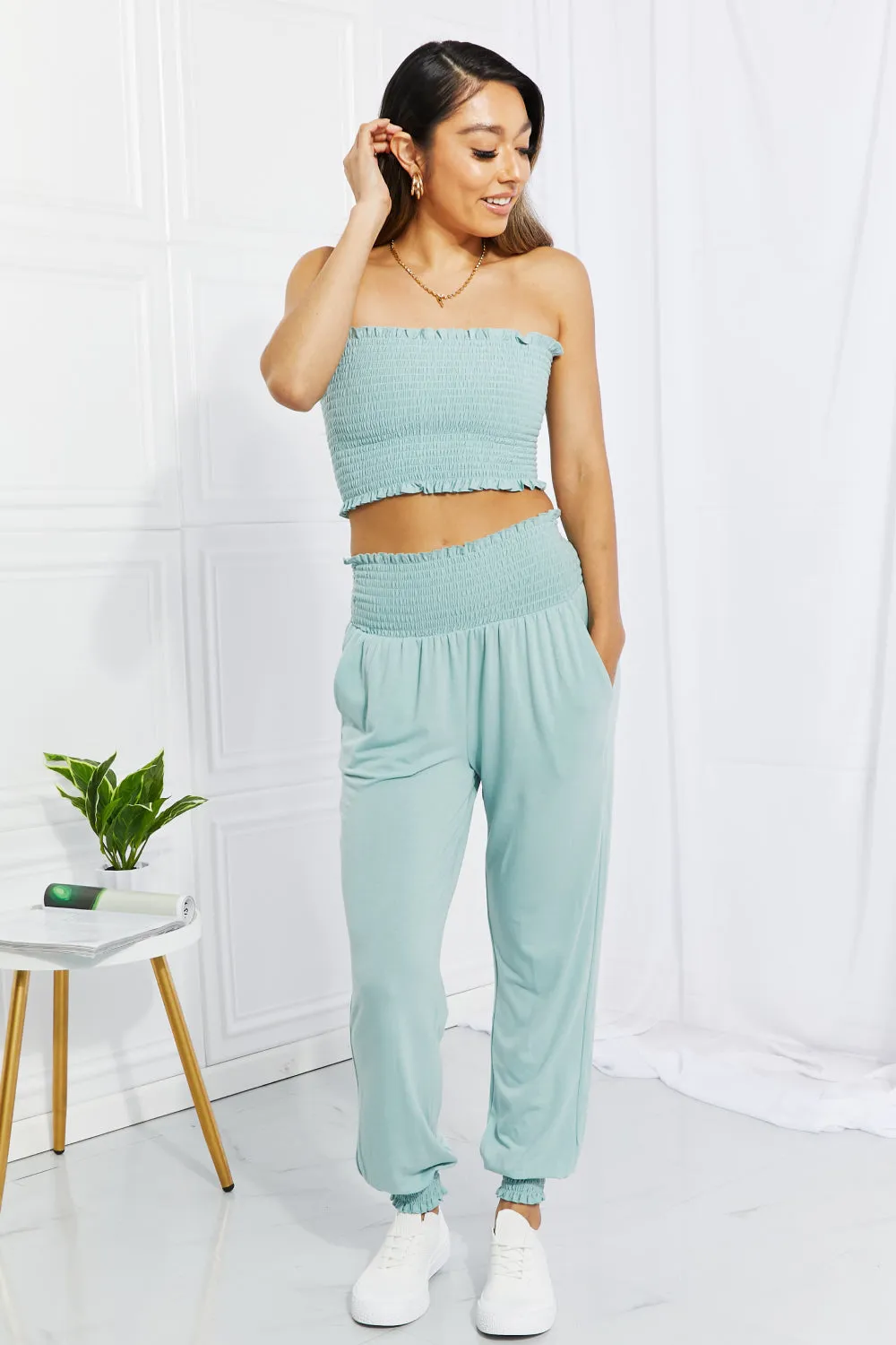 Smocked Tube Top & Joggers Set