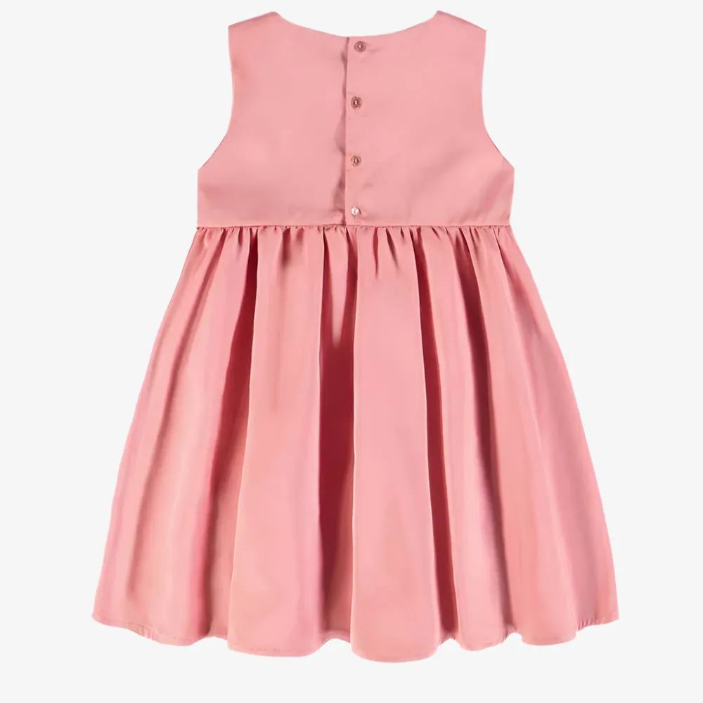 Souris Mini Girls Taffeta Dress - Coral Pink