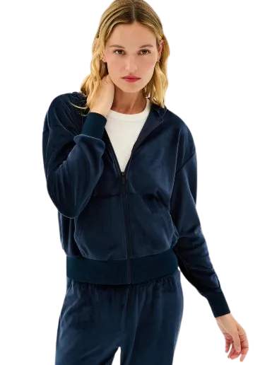 Splits59 Rhys Velour Zip Up Hoodie - Indigo