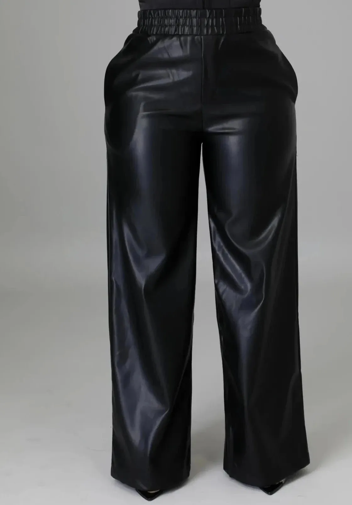 Straight High Waist PU Pants