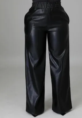 Straight High Waist PU Pants