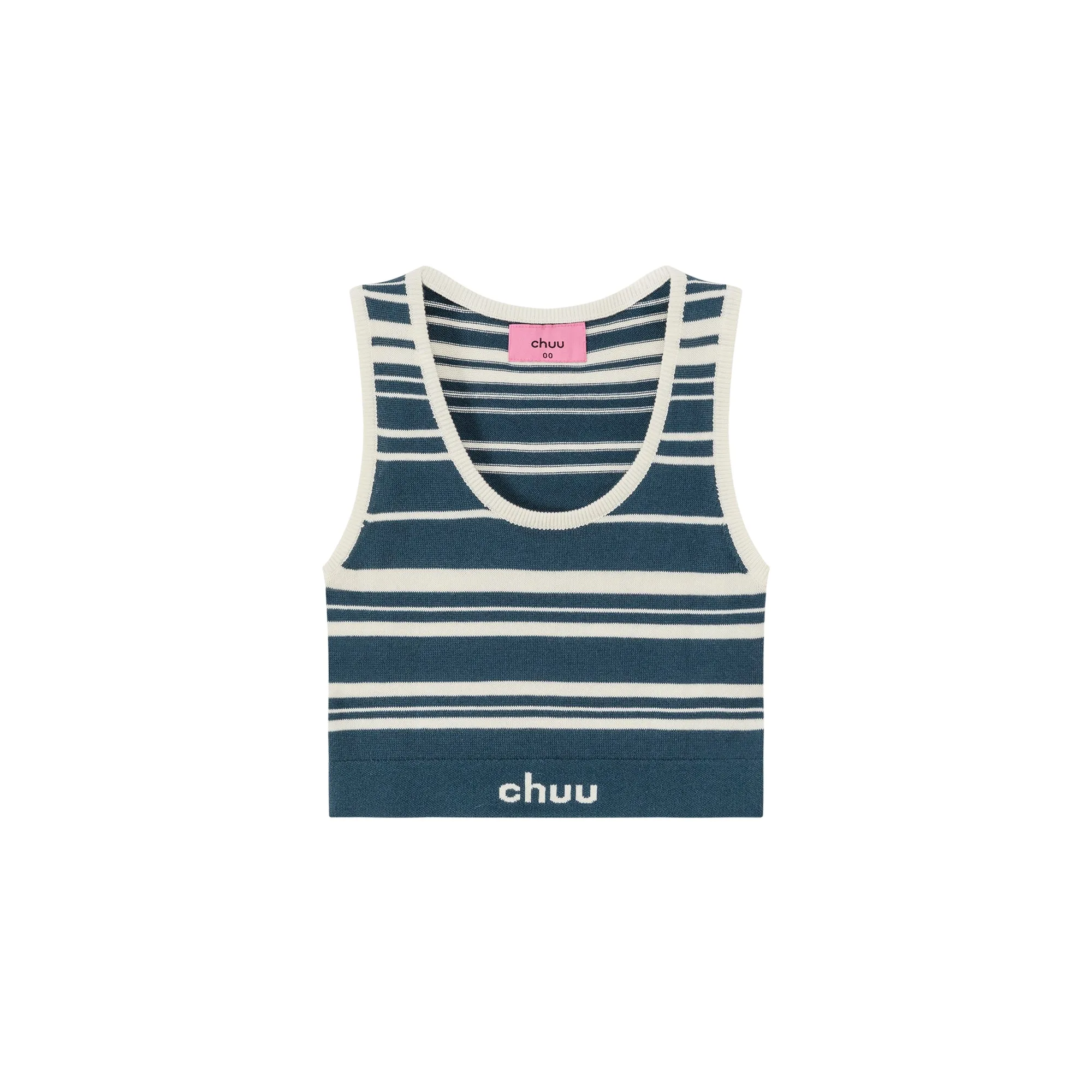 Striped Knit Sleeveless Crop Top