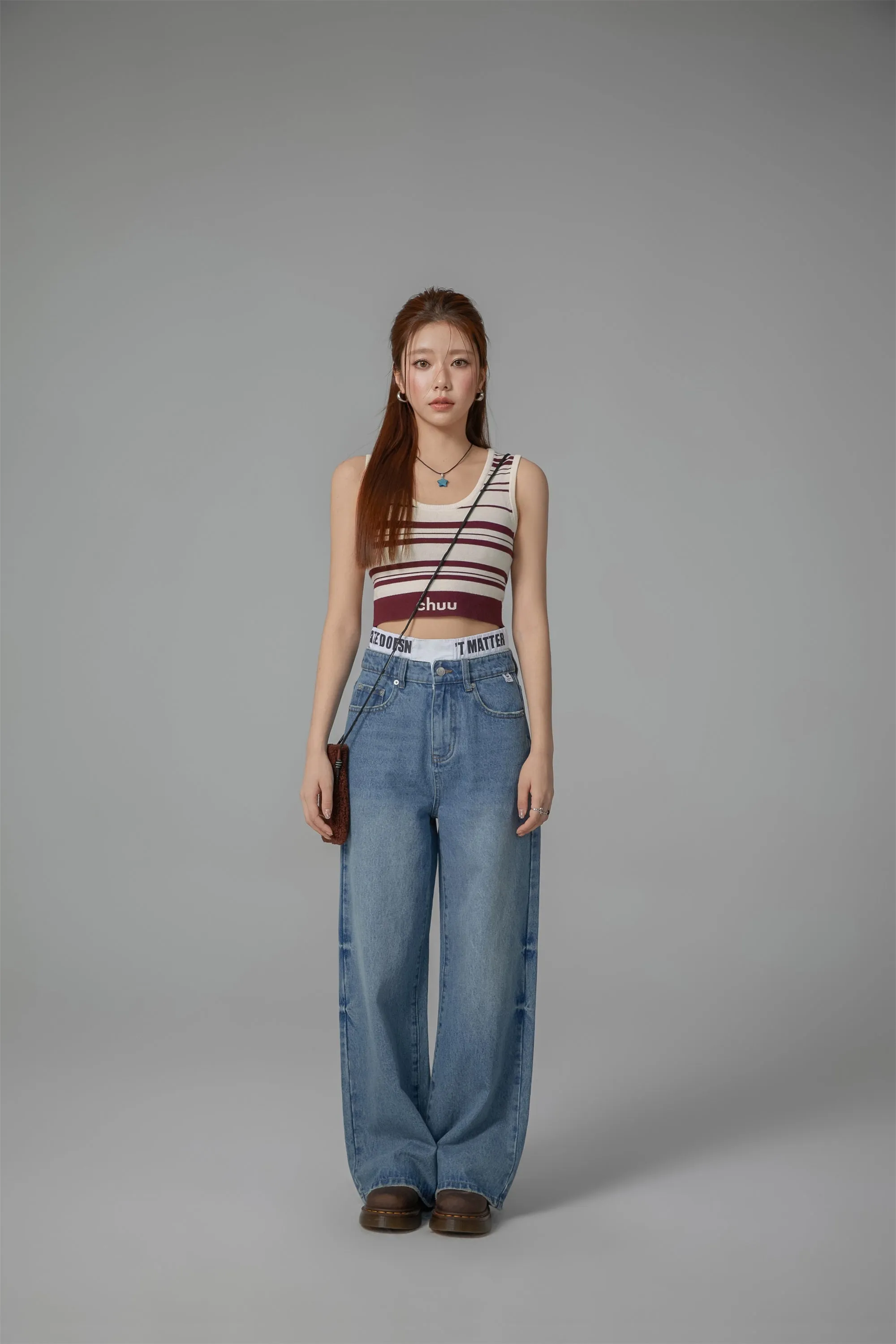 Striped Knit Sleeveless Crop Top