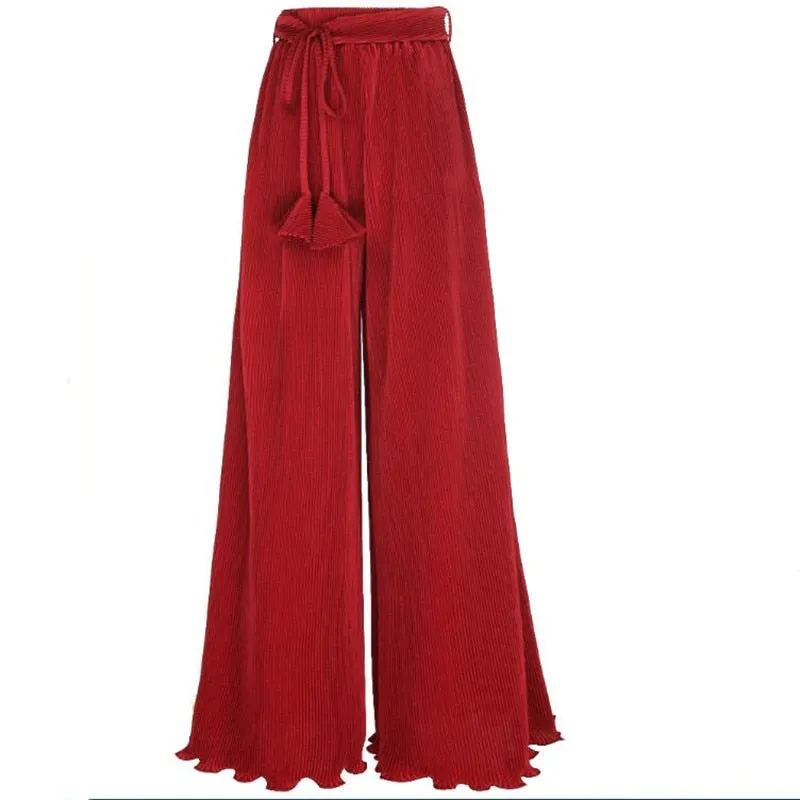 Summer High Waist Ruffle Pants