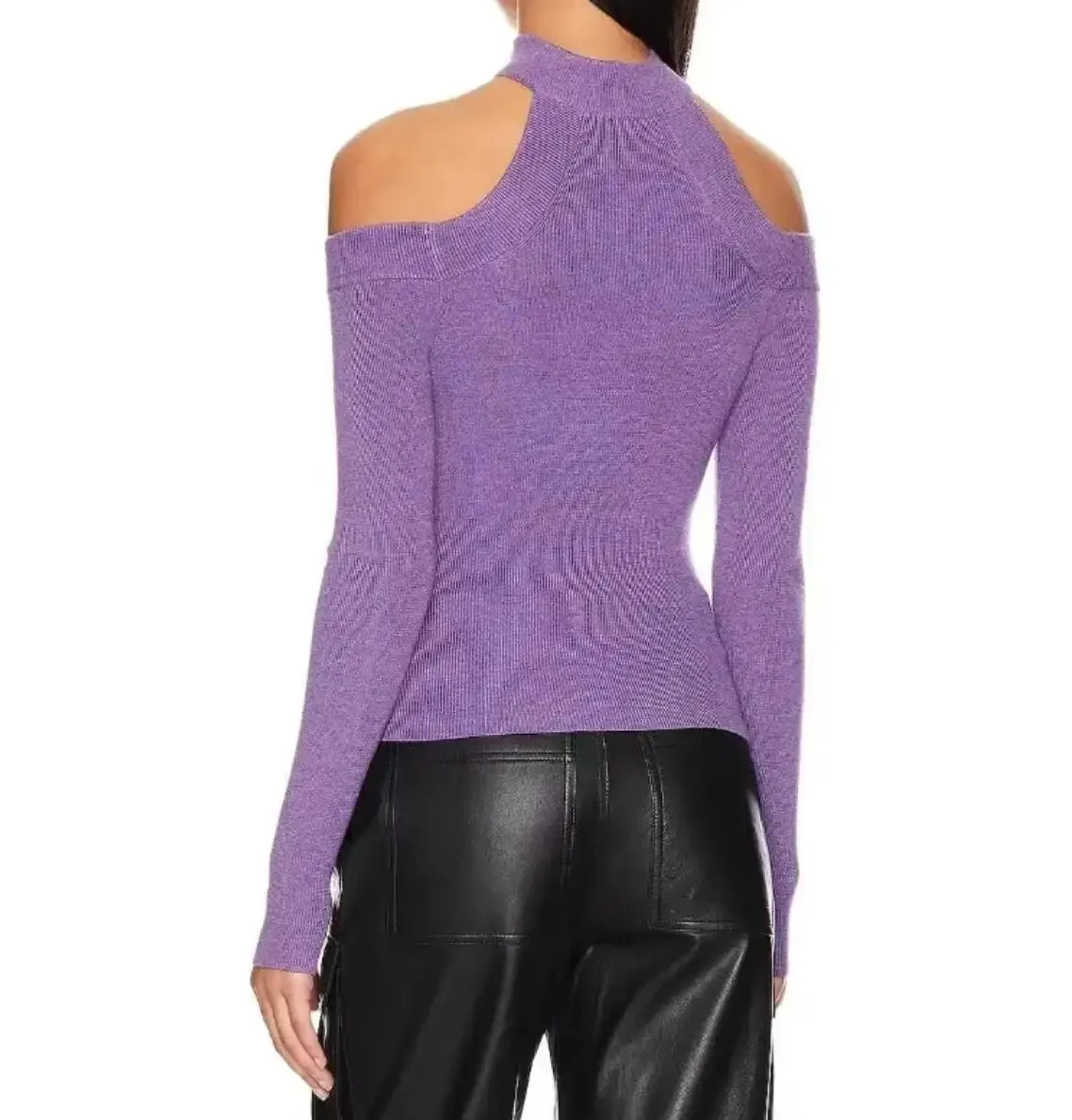 Taye Choker Off the Shoulder Purple Knit Top