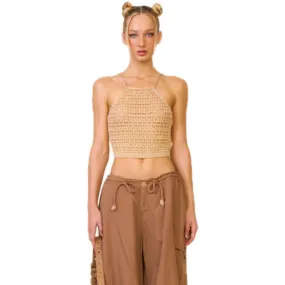 Temple Traditional Plain Knitted Sling Vest Top