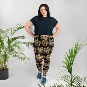 The Six Wives Portrait Pattern All-Over Print Plus Size Leggings