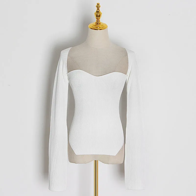 Tina Square Neckline Knit Tops - 10 Colors