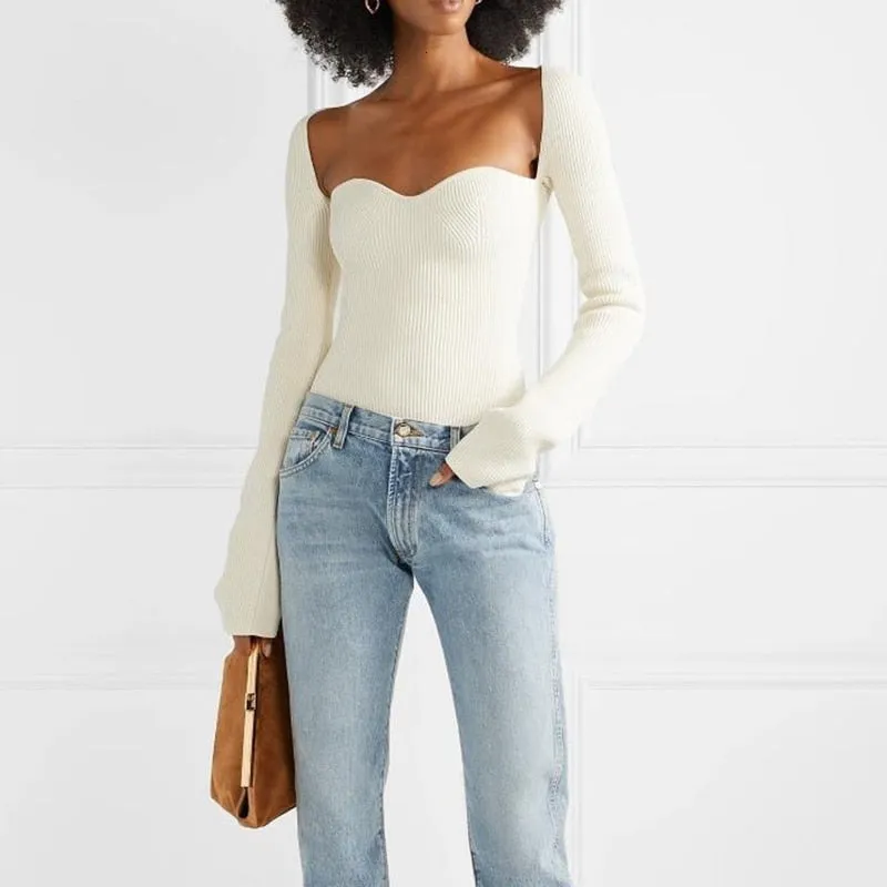 Tina Square Neckline Knit Tops - 10 Colors