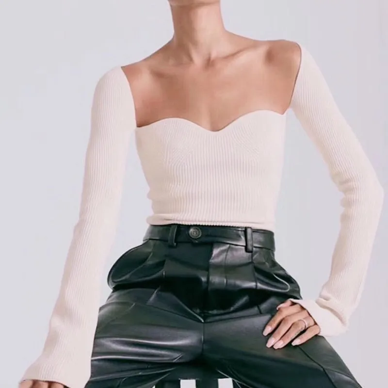 Tina Square Neckline Knit Tops - 10 Colors