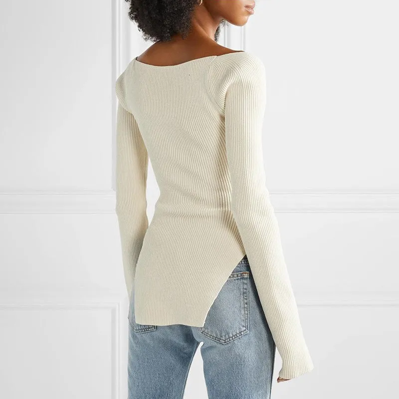 Tina Square Neckline Knit Tops - 10 Colors