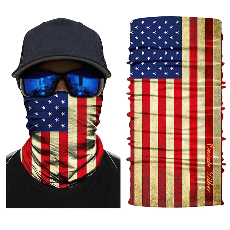 USA 3D National Flag Print Neck Balaclava-Scarf / Sun Protective Neck Tube Headwear
