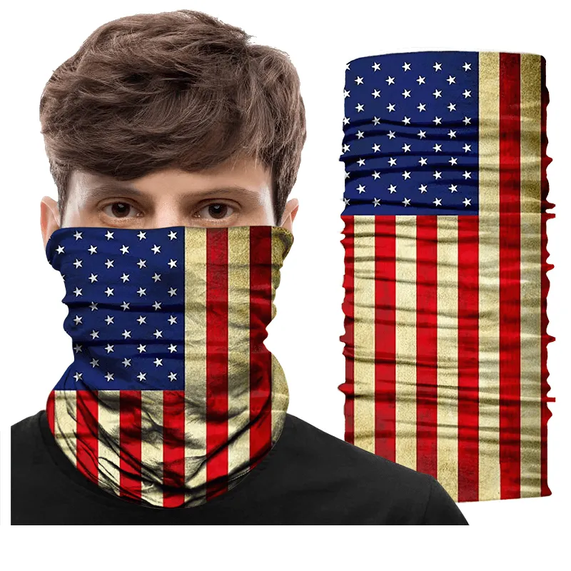 USA 3D National Flag Print Neck Balaclava-Scarf / Sun Protective Neck Tube Headwear