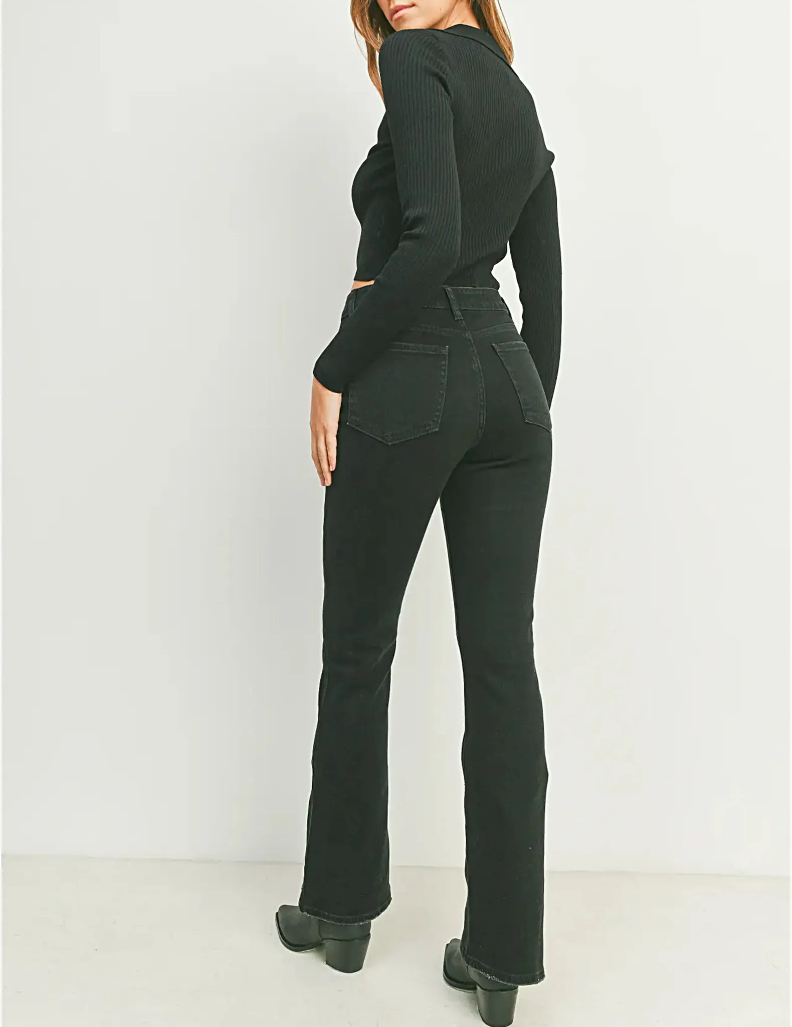 Velma High Rise Slim Flare Black Jeans