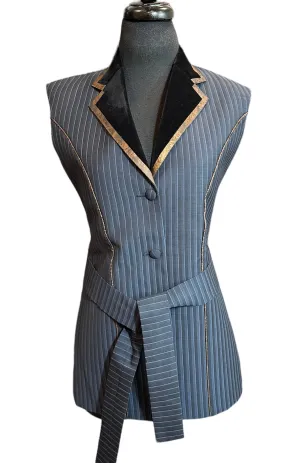 Western Vest Stripe with Bronze Paisley Accents