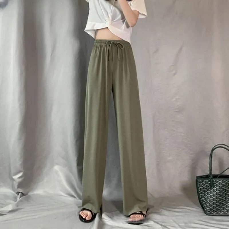 Wide Leg High Waist Straight Loose Thin Trousers