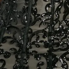 Women Black Tube Top Sequined Formal Dress