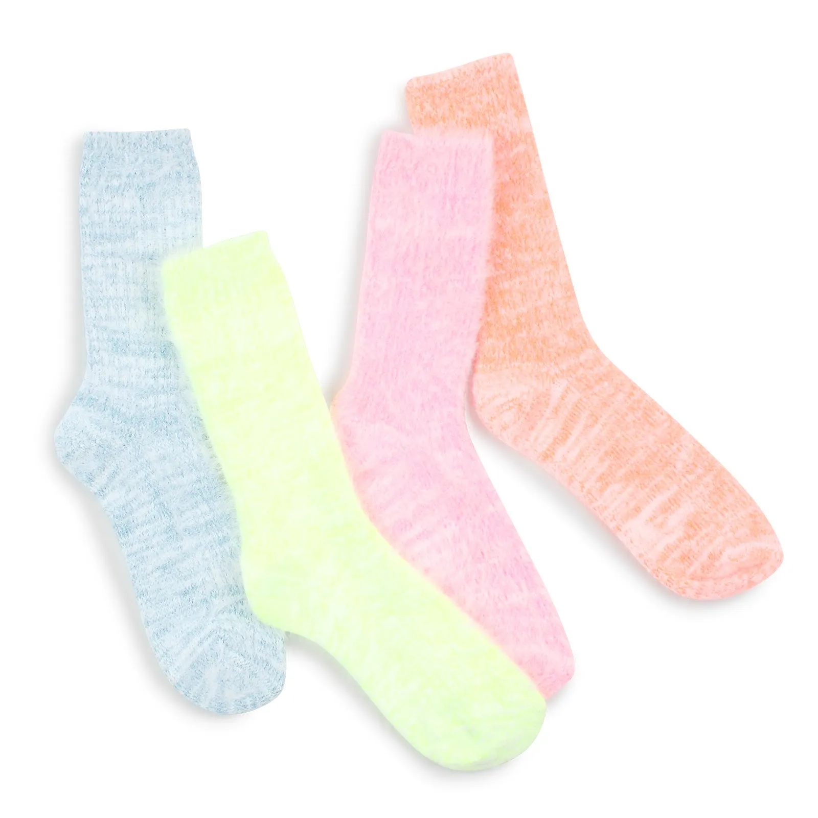 Women Cozy Color Pop Long Fur Socks (Crew 8 Pairs) YZ 18