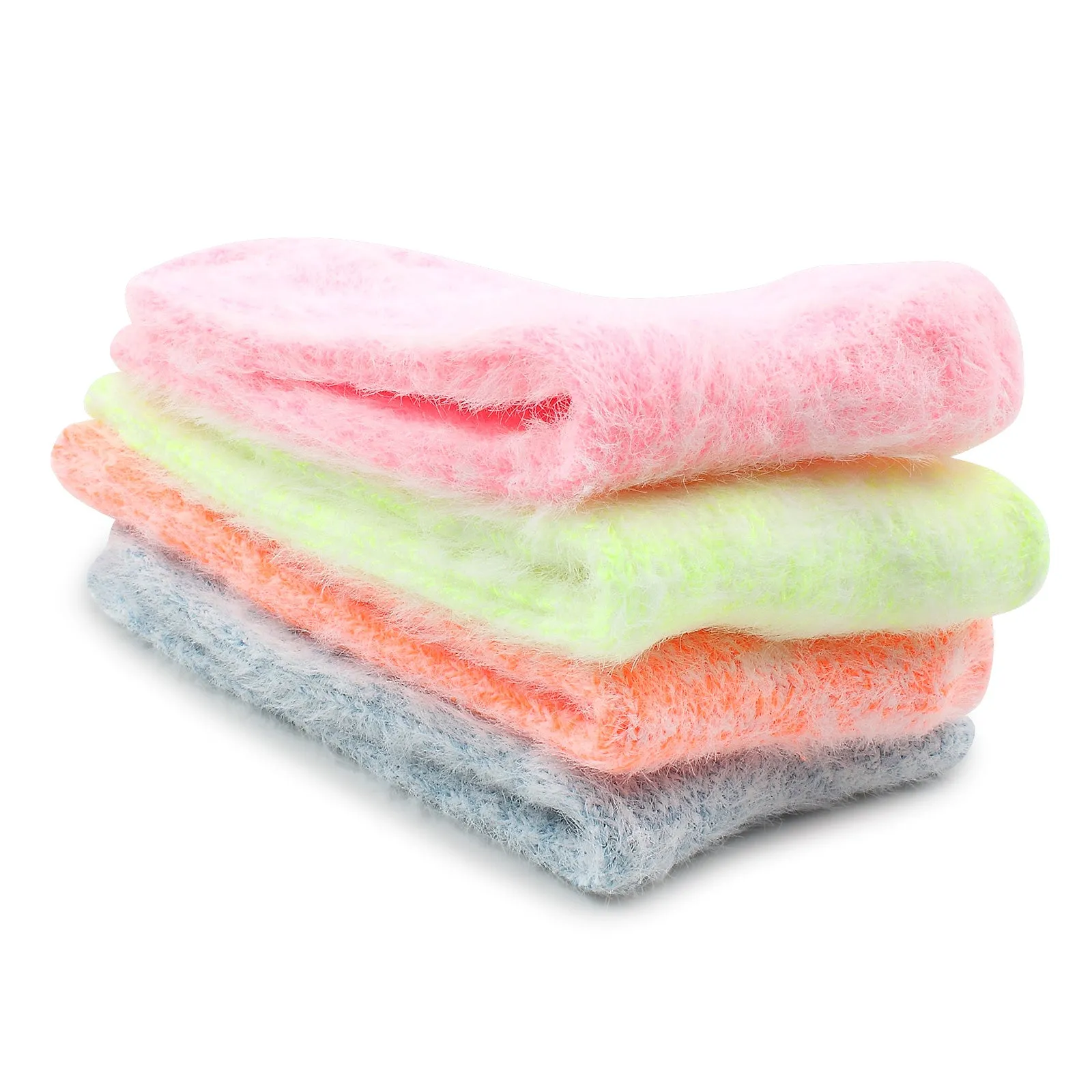Women Cozy Color Pop Long Fur Socks (Crew 8 Pairs) YZ 18