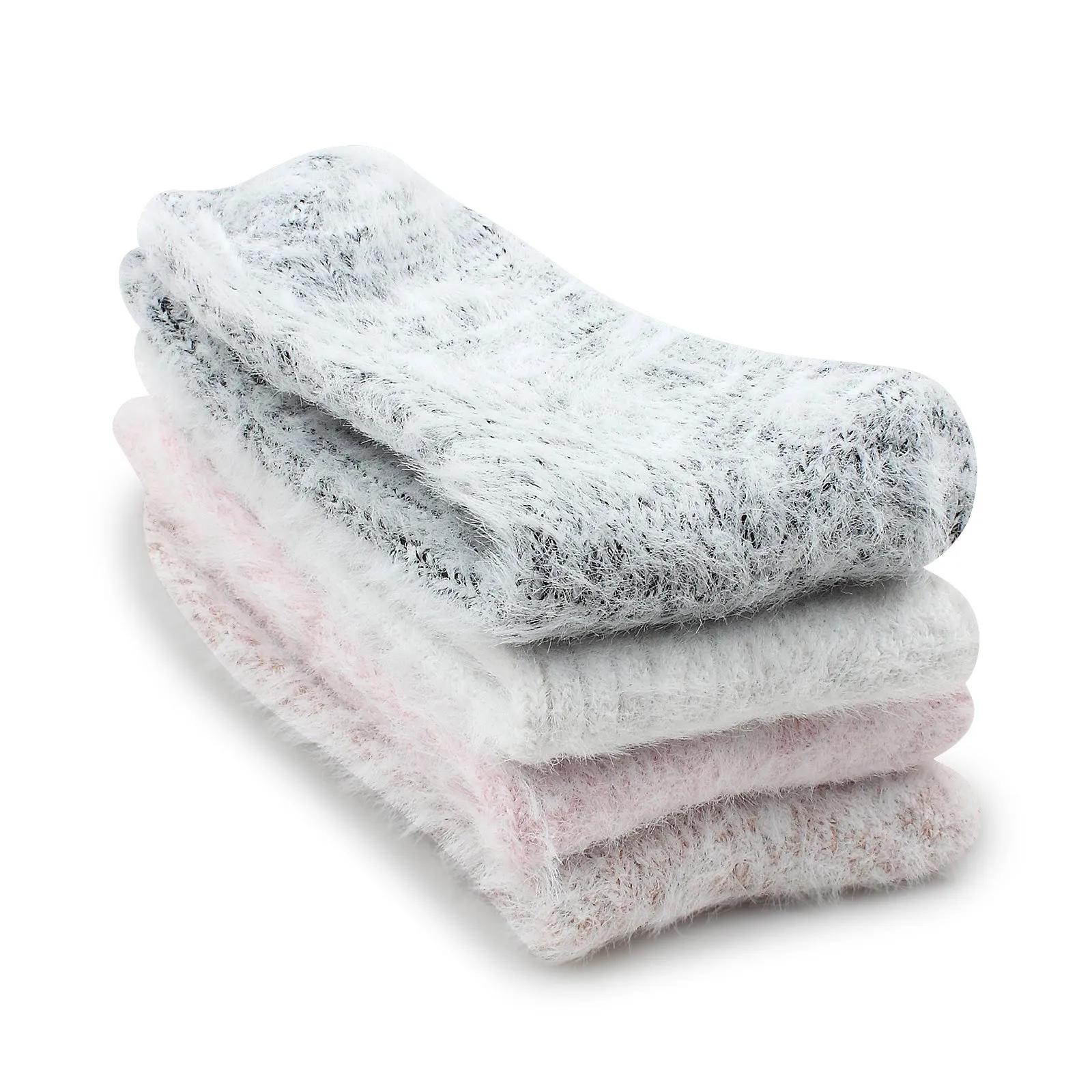 Women Cozy Color Pop Long Fur Socks (Crew 8 Pairs) YZ 18