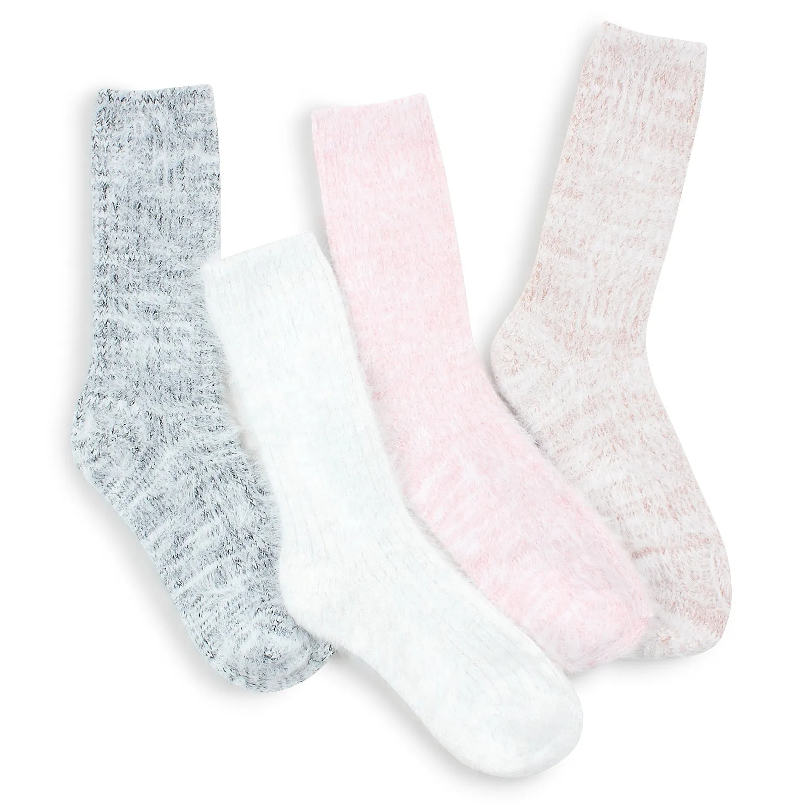 Women Cozy Color Pop Long Fur Socks (Crew 8 Pairs) YZ 18